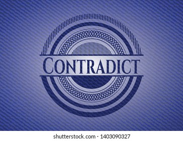 Contradict badge with denim texture. Vector Illustration. Detailed.