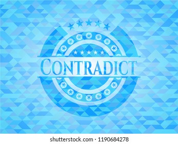 Contradict light blue emblem with triangle mosaic background
