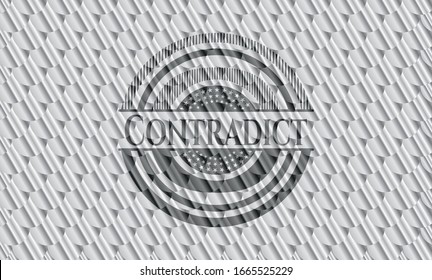 Contradict silver shiny emblem. Scales pattern. Vector Illustration. Detailed.