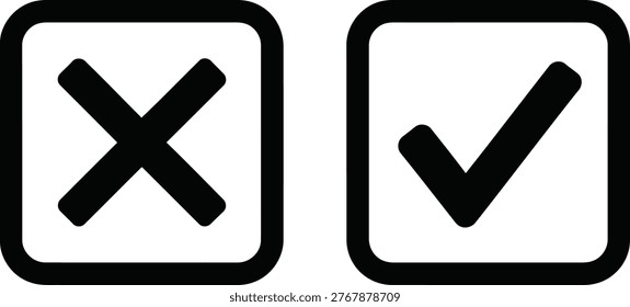 Contradictory symbols of incorrect and correct validation marks Vector