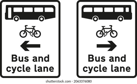 Contraflow bus and cycle lane
on road at junction ahead (Alternative types), road signs in the United Kingdom