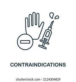 Contraindications icon. Line element from vaccination collection. Linear Contraindications icon sign for web design, infographics and more.