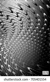 Contrast Abstract Black and White Geometric Pattern with Stripes and Waves. Optical Psychedelic Illusion. Wicker Structural Texture. Vector Illustration
