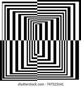 The Contrast Abstract Black and White Geometric Pattern with Stripes. A Optical Psychedelic Illusion. A Wicker Structural Texture. Vector Illustration