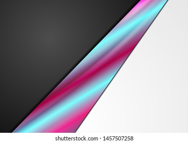 Contrast abstract corporate background with holographic glossy stripe. Geometric vector design