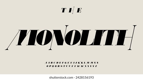 Contrast alphabet, sleek serif letters with thin elegant tails, chic fashion font for sophisticated magazine logo, striking headline, refined typography, luxury typographic elegance. Vector typeset