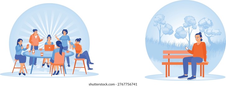Contrast between collaborative and solitary work environments in modern settings