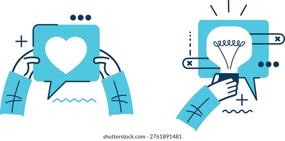 Contrast between emotional connection and innovative ideas in digital communication