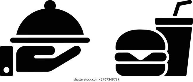Contrast between fine dining and fast food illustrated with icons