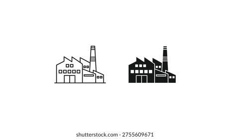 Contrast between old and modern industrial factory illustrations