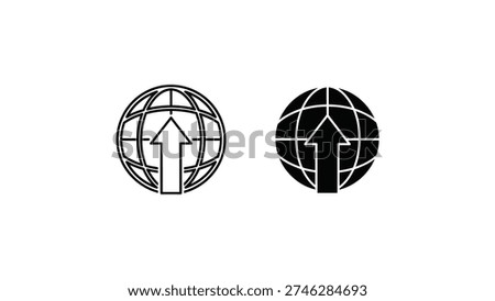 Contrast between a simple globe and a detailed segmented map representation with arrows