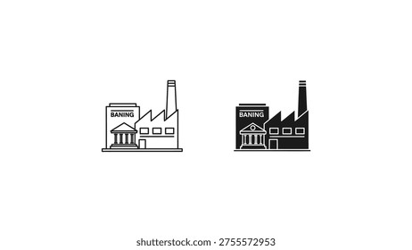 Contrast between traditional and modern representations of baning industry buildings