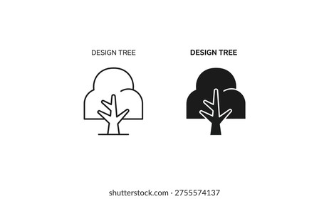 Contrast between transparent and opaque design tree icons with hand gestures