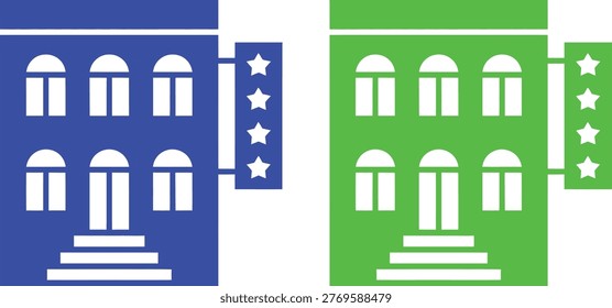 Contrast between two identical buildings with different colored facades and ratings