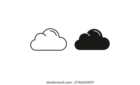 Contrast between a white fluffy cloud and a dark storm cloud in a minimalist style