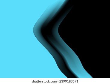 Contrast blue black smooth wavy abstract minimal background. Vector design
