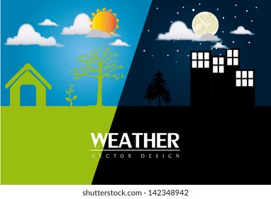 Contrast climates over scenery background vector illustration