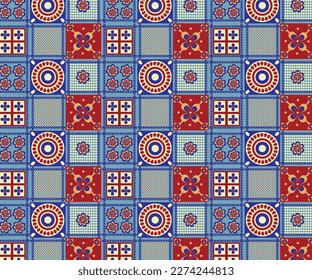 The contrast of cold and warm colour, circle and square designed in the same pattern can be created the beautiful design for background, wallpaper, floor tile, wall tile or any usage