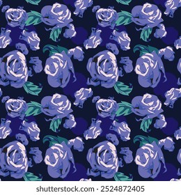 Contrast colored rose silhouette seamless pattern. Vector pattern design