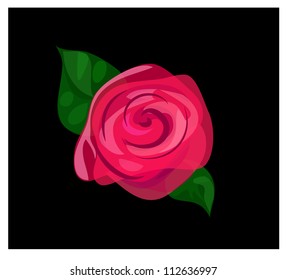Contrast colorful transparent rose on black background. Eps 10 vector
