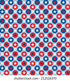 Contrast colors stars and circles vector seamless pattern