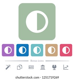 Contrast control white flat icons on color rounded square backgrounds. 6 bonus icons included