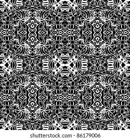 Contrast curves tattoo seamless pattern