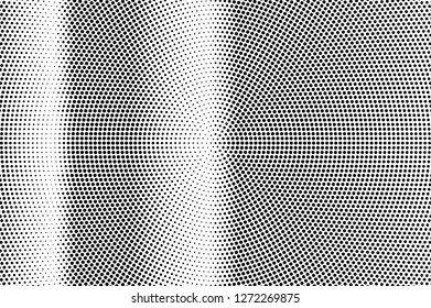 Contrast dotted texture. Black and white dot halftone vector background. Vertical dotted gradient. Vintage effect graphic decor. Retro dotted overlay. Monochrome halftone texture. Perforated surface