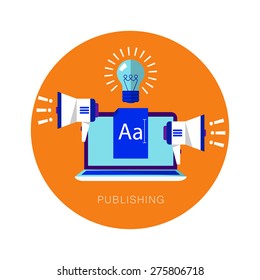 Contrast flat vector illustration. Publishing, blogging, proclamation, advertising