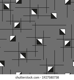 Contrast geometric fabric on grey background. Seamless pattern inspired by vintage design. Template for plaids, shirts, napkins, dresses and others.
