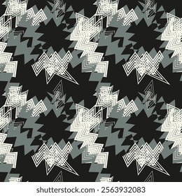 Contrast geometric tiles seamless pattern, vector mosaic decorative background.