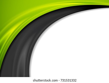 Contrast green and black waves abstract background. Vector design