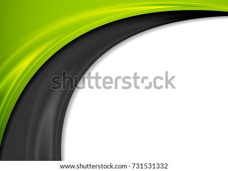 Contrast green and black waves abstract background. Vector design