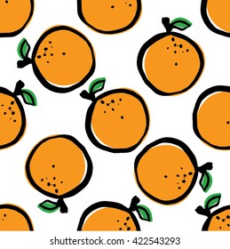 contrast hand drawn orange pattern on a white background. can be used for wrapping paper, decoration, fabric print, packaging, 