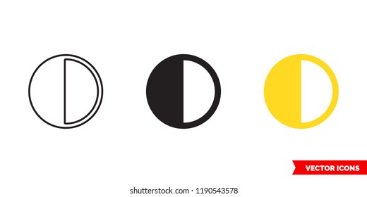 Contrast icon of 3 types: color, black and white, outline. Isolated vector sign symbol.