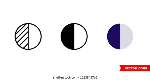 Contrast icon of 3 types: color, black and white, outline. Isolated vector sign symbol.
