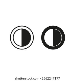 Contrast icon. Half-circle shapes. Black and white elements. Vector illustration.