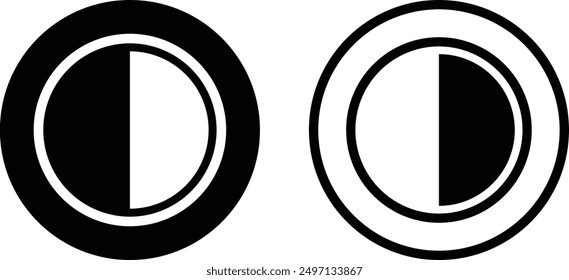 Contrast icon set in two styles . Brightness icon . Adjust contrast icon . Vector illustration