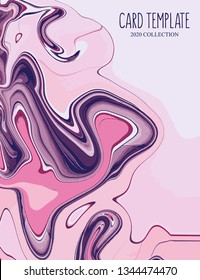 Contrast liquid violet pink background. Marble bright graphic. Colorful modern banner, presentation template. Surface vector decoration. Vintage antique color splash