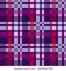 Contrast multicolor tartan Scottish seamless pattern in magenta, red and violet hues with diagonal lines, texture for tartan, plaid, tablecloths, clothes, bedding, blankets and other textile