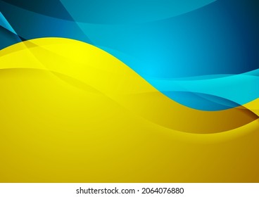 Contrast orange and blue shiny waves abstract corporate background. Vector design template