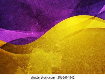 Contrast orange and purple waves abstract corporate background with grunge texture. Vector design template