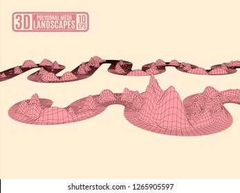 Contrast pattern of a grid pink landscape on yellow.stock image vector