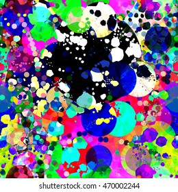 Contrast pattern with spots and circles. Abstract seamless background. 