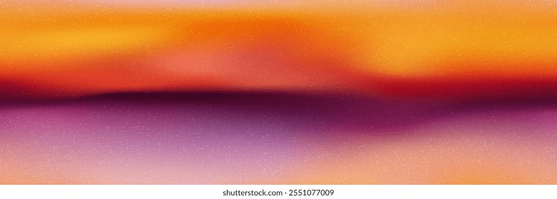 Contrast purple and orange sunset seamless pattern with noise texture. Vibrant fire sky blurred bg with gradient mesh. Neon wallpaper. Vector illustration