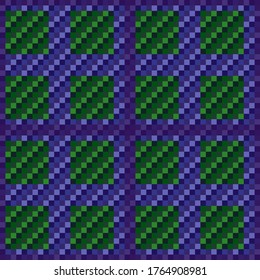 Contrast rectangular seamless vector pattern as a tartan plaid mainly in green and violet hues, texture for flannel shirt, plaid, tablecloths, clothes, blankets and other textile