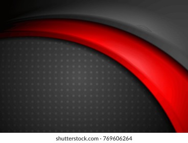 Contrast red and black abstract smooth wavy background. Modern vector design
