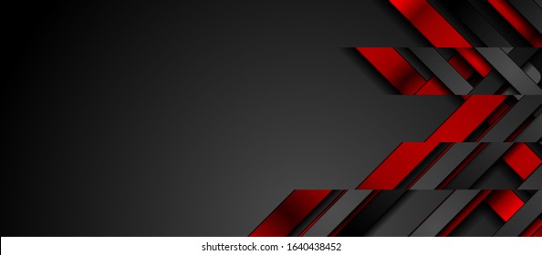 Contrast red and black geometrical abstract background. Dark glossy elements futuristic graphic design. Vector illustration