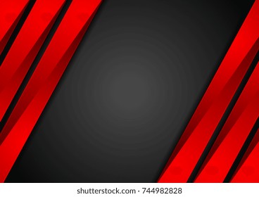 Contrast red and black tech corporate background. Abstract vector design template