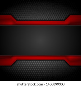 Contraste el diseño técnico rojo y negro en un fondo oscuro perforado. Ilustración vectorial de ciencia ficción
